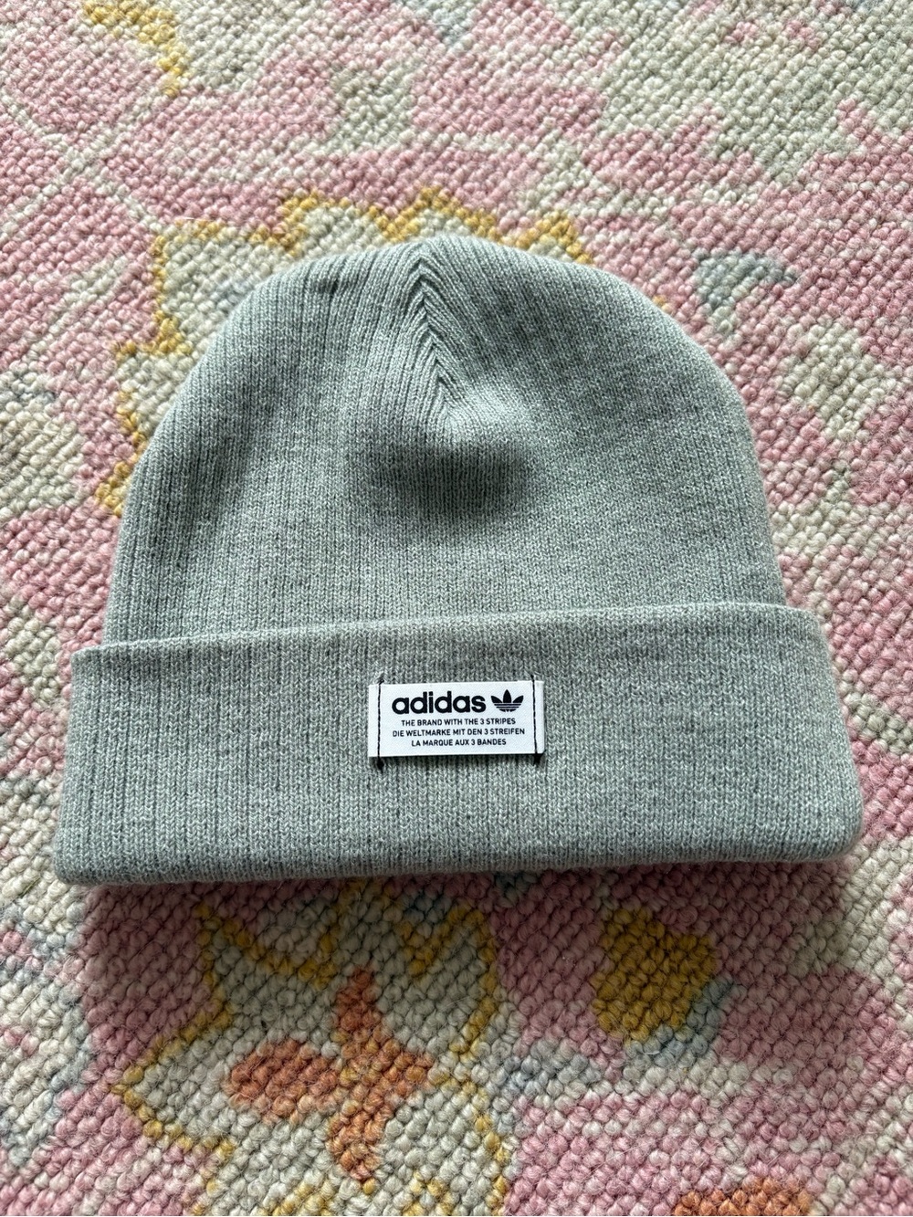 Adidas Originals Trefoil Heather Gray Cuffed Knit Beanie Hat